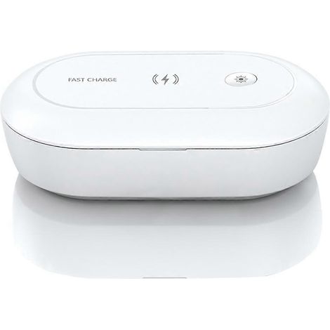 Stérilisateur UV, chargeur sans fil, boîte de désinfection multifonction portable à l'ozone et à l'aromathérapie pour masques, bijoux et téléphones (1/5)