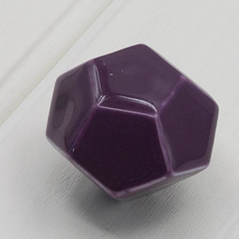 Poignée de meuble en céramique forme diamant pour porte, tiroir, placard et armoire (Violet)