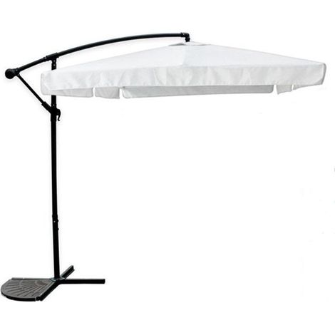 Trade Shop - Gartenschirm, Seitenschirm, Sonnenschutz, 2 x 3 m, wasserdicht, weiß, mit Sockel, 223213 -