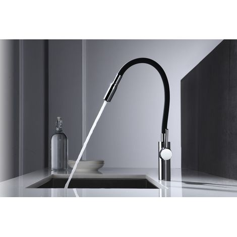 Robinet de cuisine monotrou  Modèle TOKYO  Couleur Gris  Finition chromée  [ IMEX® ] (1/4)