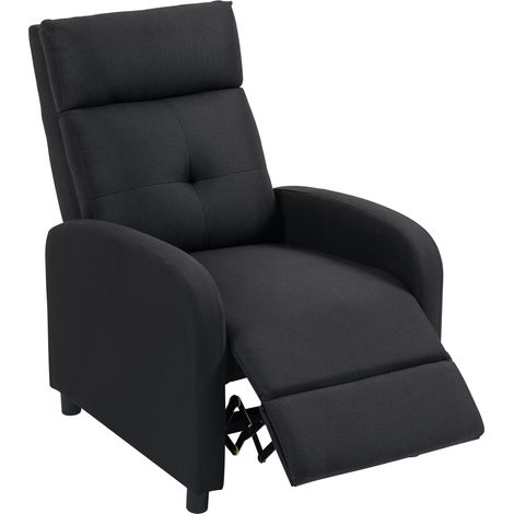 Fauteuil inclinable avec fonction relax, repose-pieds extensible, ressorts ensachés, supporte jusqu'à 150 kg, noir
