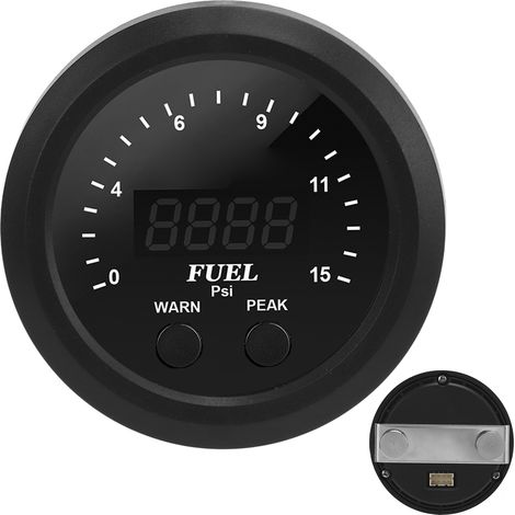 Manomètre de pression d'huile ultra-mince (52 mm, 2 1/16 po) avec DEL rouge, précis, stable et antichoc, pour carburant. (1/5)