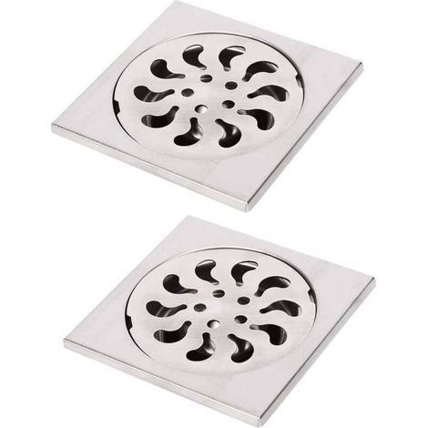 Pcs Acier Inoxydable Siphon De Sol Carré Douche Grille Filtre De Douche Douche Drain Attrape-cheveux 90x90x30mm (1/5)