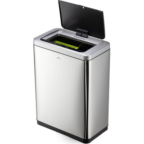 Durable Sensor NO Touch Duo 2x20L Abfalleimer, Edelstahl, Silber, 40 Liter