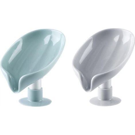 [NON UTILIZZATO] Confezione da 2 portasapone a ventosa con foro di drenaggio per il bagno, a forma di foglia.