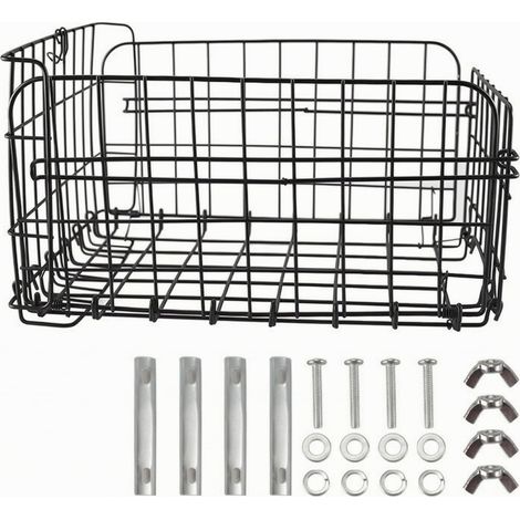 Easy-to-install, lightweight wire bicycle rear rack basket, ideal for commuting. (1/5)