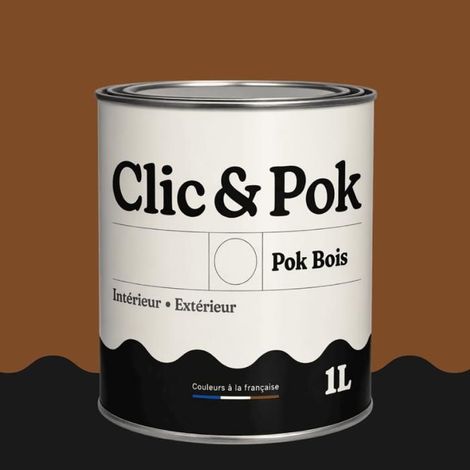 Peinture Bois Extérieur – POK BOIS - 1L - RAL 8003 - Brun argile- Résistante aux intempéries - Ne s'écaille pas