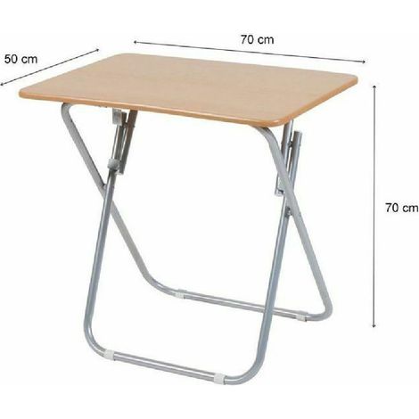 TrAdE Shop Traesio - Tavolo Tavolino Pieghevole In Legno Struttura Metallo Rettangolare 50x70cm -
