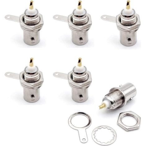 5x Connecteurs femelles BNC prise femelle à montage sur panneau avec poignée de cloison à écrou adaptateur de sonde radiale RF BNC pour châssis fiche à souder pour vidéosurveillance (1/5)