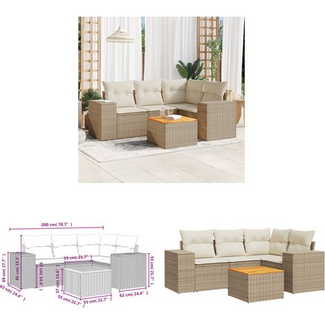 5-tlg. Garten-Sofagarnitur mit Kissen Beige Poly Rattan - Gartenmöbel - Esszimmergarnituren - Outdoor Möbel - Lounge Set - Rattan Gartenmöbel - Home & Living (1/3)