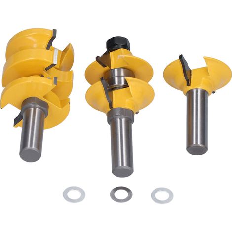 Set aus 3 Holzzapfenfräsern, Türrahmenfräser, 1/2-Zoll-Oberfräse, zylindrischer Schaft, professionelles Holzbearbeitungswerkzeug. (1/5)