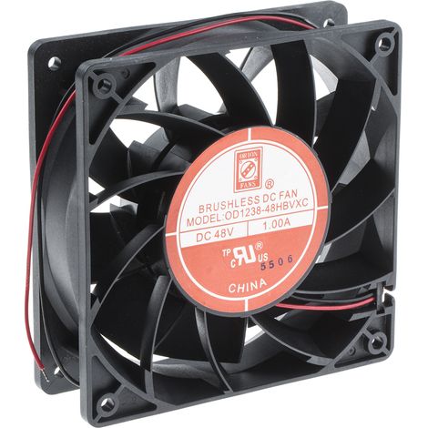 Ventilateur axial RS PRO 48 V dc, 383.9m³/h, 120 x 120 x 38mm, 48W ( Prix pour 1 ) (1/2)