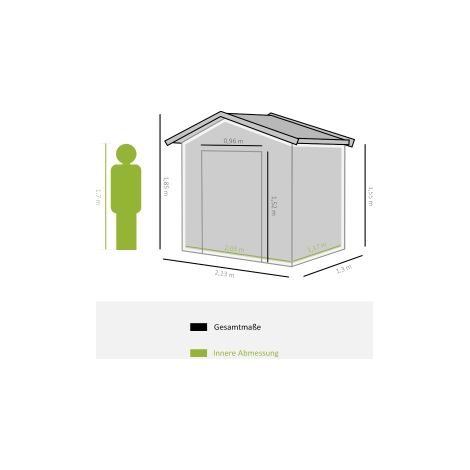 Abri de jardin vert clair en acier avec portes coulissantes et fondation, résistant aux intempéries, pour jardin et terrasse (1/5)