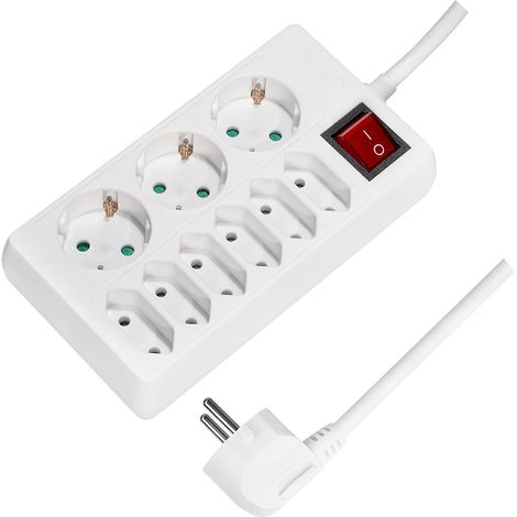Regleta LogiLink de 9 tomas con interruptor, 1,5 m, blanca, IP20, 3500 W. (1/5)