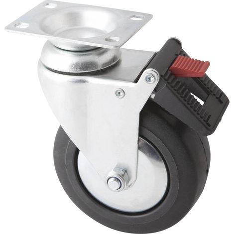 Roue pivotante avec frein ø127x50mm TPR pour servante d'atelier EG 0087, EG 0085 - SA 0087 - CLAS Equipements