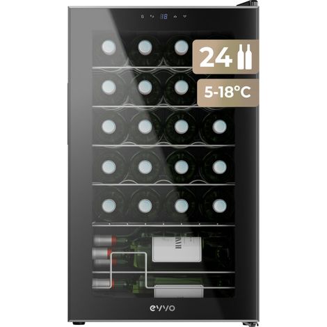 Vinoteca EVVO VT24, capacidad 24 botellas, compresor, 12ºC regulable, auto-defrost, 45 dB, 5 baldas, diseño compacto