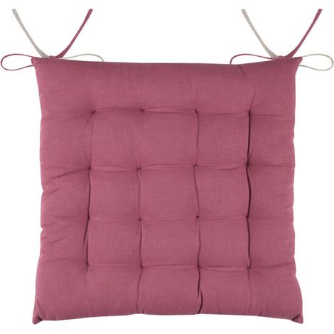 Coussin de chaise bicolore réversible en coton rose et lin (1/3)