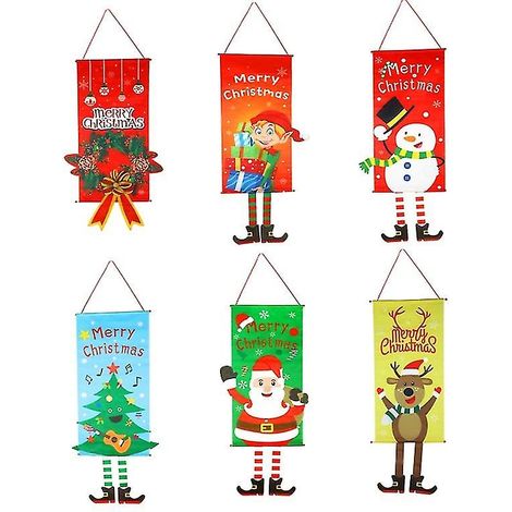 Décorations de Noël pour la porte d'entrée, tissus à suspendre, cadeaux de Noël (1/5)