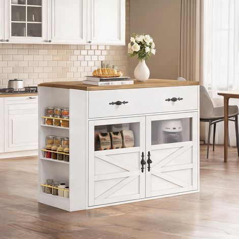 Buffet coloris blanc en MDF 80,3 x 15,3 x 40,9 cm (1/5)