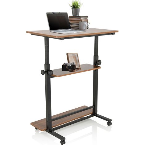 Arbeitstisch / Schreibtisch WORKSTATION II 50 x 80 cm schwarz / walnuss hjh OFFICE