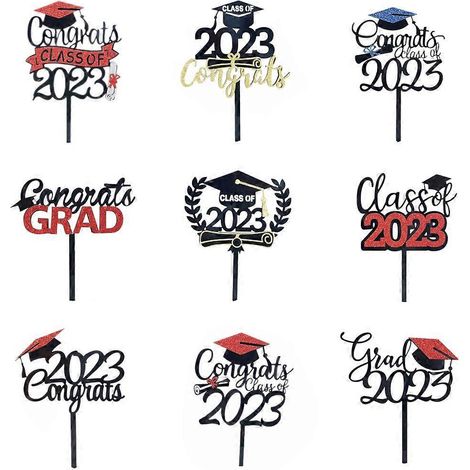 Décorations pour gâteaux et cupcakes en forme de toque de célibataire 2023 - Fête de remise de diplômes - 7 (1/4)
