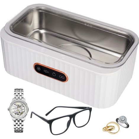 Nettoyeur à ultrasons 400 ml–Nettoyeur de lunettes et de bijoux 45 kHz avec 4 modes,cuve en acier inoxydable,silencieux, portable (1/5)