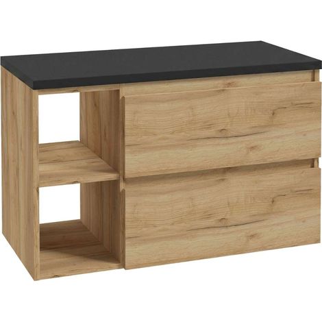 kielle Nefia - Mueble con encimera debajo del fregadero 90x54x45 cm, versión derecha, roble dorado/negro mate 50027S94R1 (1/5)