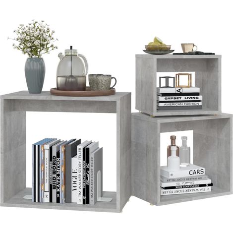 Tables gigognes 3 pcs Gris béton (1/5)