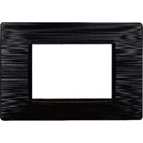 Plaque compatibles Vimar Plana 3 modules plastique couleur noir satiné Ettroit EV85314