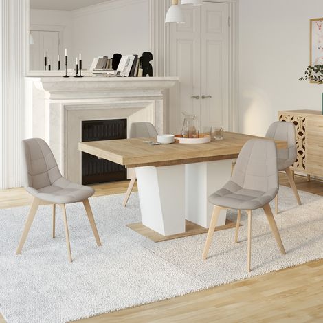 Lote de 4 sillas de comedor escandinavas GABY beige de tela (1/5)