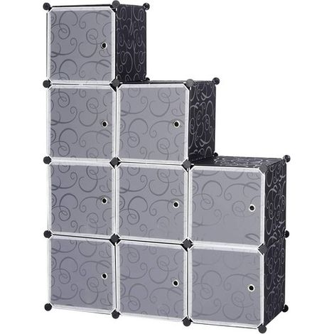 WOLTU 9 Organizzatori a Cubo con Ante. Armadio Armadietto Guardaroba in Plastica Nero (1/5)