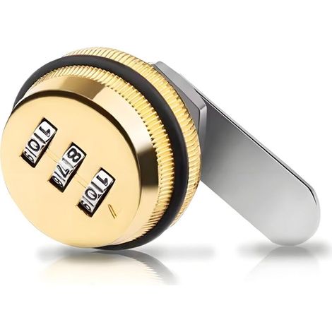 Cadenas à combinaison pour tiroir - Serrure à came à combinaison pour boîte aux lettres - 1 article - Doré (1/5)