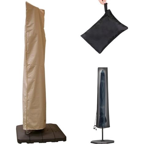 Telo di copertura per ombrellone, telo protettivo per ombrelloni a braccio fino a 190 cm, in tessuto Oxford impermeabile, con asta telescopica, resistente alle intemperie e robusto, con cerniera. (1/5)