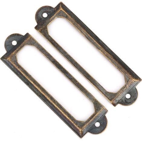 Porte-étiquette de Tiroir, Plaque Signalétique en Métal de Style Antique pour Boîte à Bijoux en Bois, Album Photo, 20 Pièces avec Vis de Montage, étiquette D'identification 62 X Bronze vert (1/5)