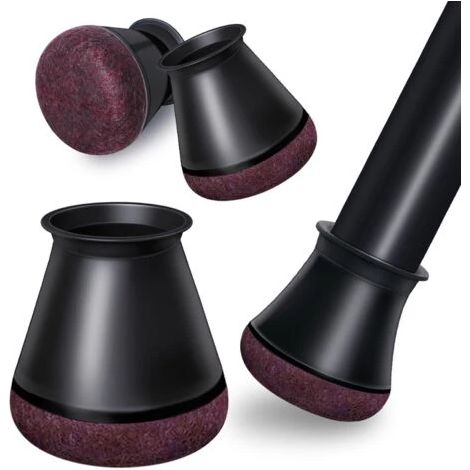 24 protections noires pour pieds de chaise, embouts en silicone, patins en feutre, réduisent le bruit et préviennent les rayures (petit format, noir). (1/5)