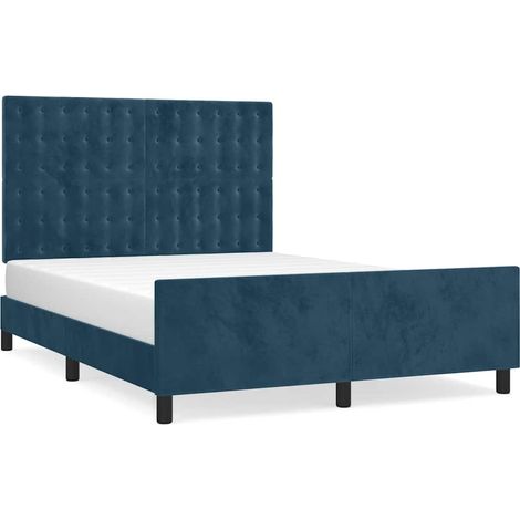 Maison Exclusive - Giroletto senza Materasso Blu Scuro 140x190 cm in Velluto (1/5)