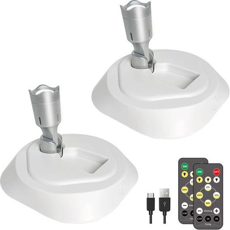 Spots LED sans fil avec télécommande – Lot de 2 – Avec minuterie – Éclairage d'appoint pour tableaux, œuvres d'art, plantes et photos – Noir (1/5)