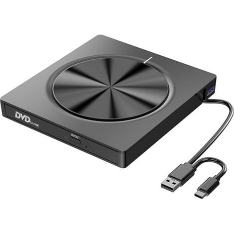 Grabadora de CD/DVD Externa 8 en 1 con USB-C/A/MicroSD