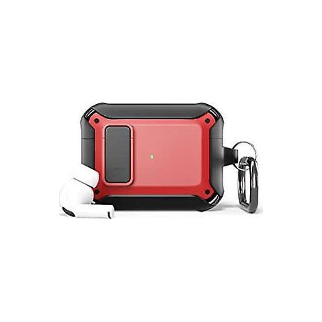 Schwarze und rote Hülle für AirPods Pro mit automatischer Sperrtaste, vollständige TPU-Schutzhülle, kratzfest mit Poren (1/5)