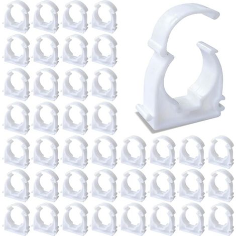 20 Collier de serrage,Fixation murale,Tuyau PVC 25 mm,Plastique blanc,Cuisine Salle de bain Jardin (1/5)