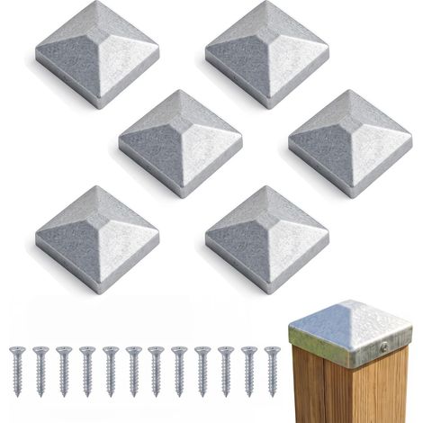 Lot de 6 capuchons de poteau de clôture carrés de 9 x 9 cm avec 12 vis (1/5)
