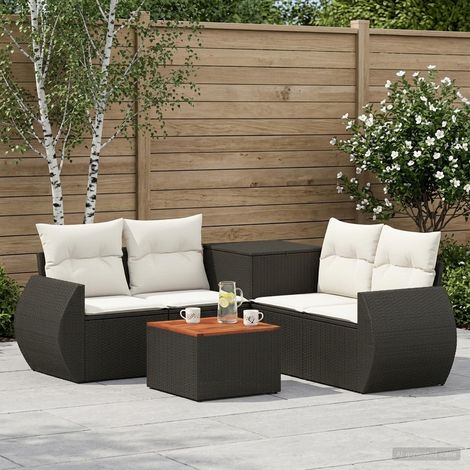 vidaXL Ensemble de Canapés 6 pc Noir et blanc crème (1/5)
