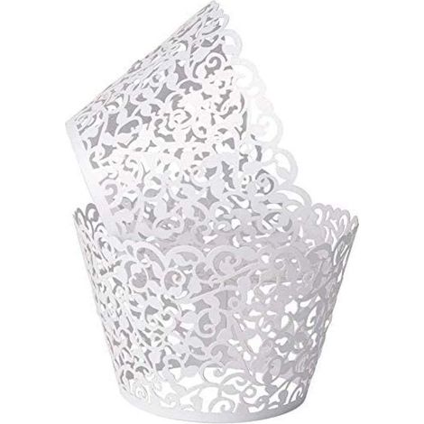 100 biscuits artistiques en papier, décor de petites vignes et de dentelle, blancs KLB (1/5)
