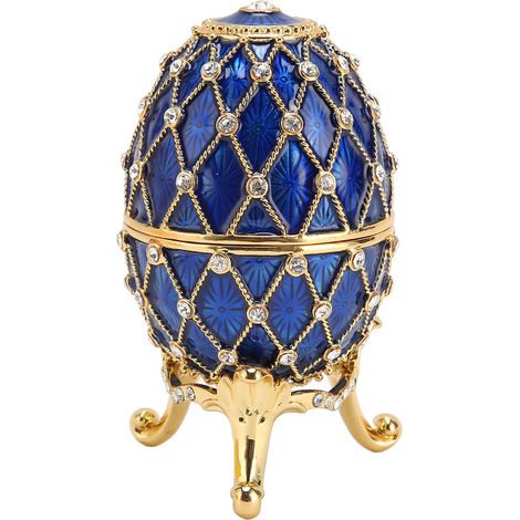 Coffret à Bijoux Oeuf en Alliage de Zinc, Charnière Amovible, Brillant Lustré, Boîte de Rangement pour Décorations (1/5)
