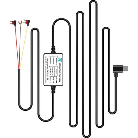 Kit di cablaggio per dashcam, da 12V-24V a 5V con fusibile (1/5)