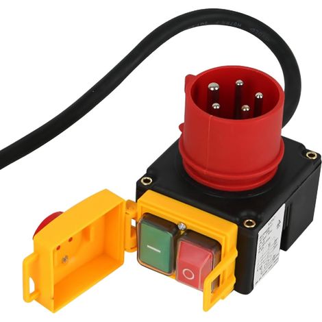 Emergency Stop Switch 400 V 3 Phases, Machine Switch with 80 cm Cable, KOA7 Motor Protection Switch with Restart Protection, Safety Switch Zero Voltage Switch for Routers, Table Saws, Electric Drill (1/5)