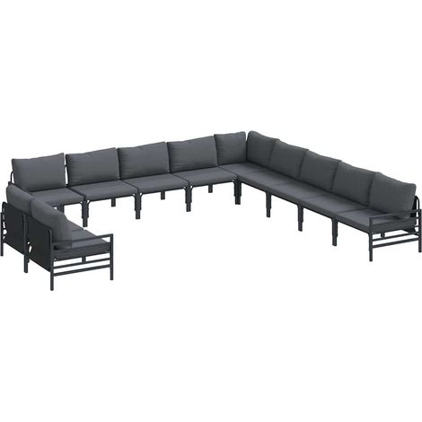 Maison Exclusive - Conjunto de sofás de jardín 11 uds. Negro Acer (1/5)