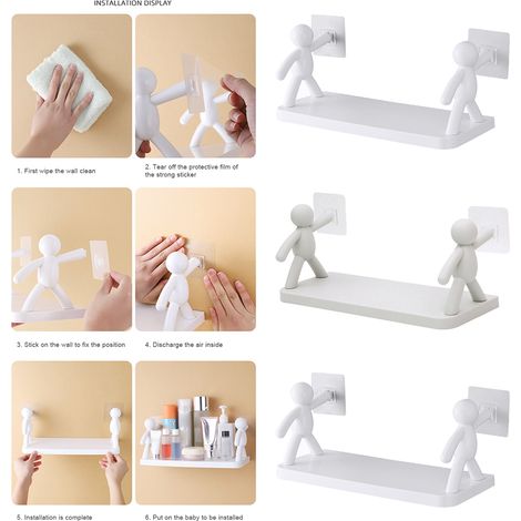Étagères murales sans perçage pour salle de bain, étagère murale de cuisine, organisateur de rangement pour bouteilles d'épices, support pour bouteilles d'épices. (1/5)