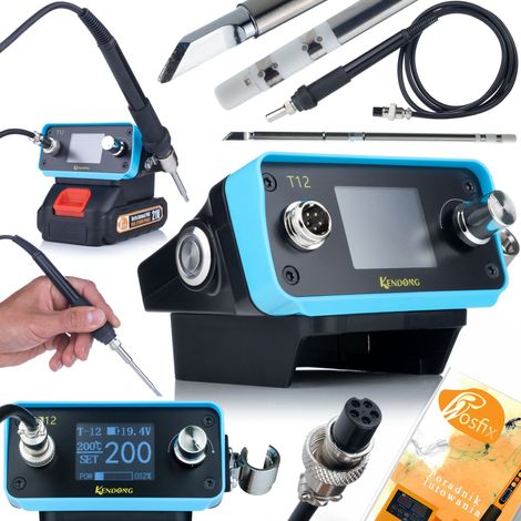 Stazione Saldante a Batteria T12 Rosfix Blue Delphin AT12BD – Riscaldamento Rapido, Display TFT, Regolazione 200-450°C, 70W