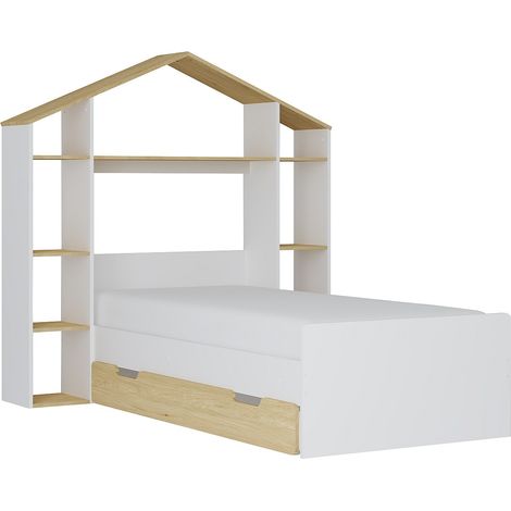 Letto a capanna 90 x 190 cm Bianco e Naturale - JERACO